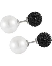 Splendid - Silver 10-14mm Shell Pearl & Cz Earrings - Lyst