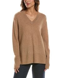 Forte - Hi Low Easy V-Neck 100% Cashmere Sweater - Lyst