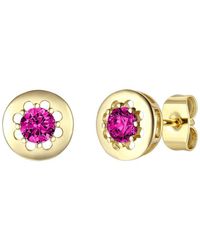 Rachel Glauber - 14k Plated Cz Round Studs - Lyst