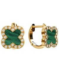 Gabi Rielle - 14k Over Silver Malachite Cz Huggie Earrings - Lyst