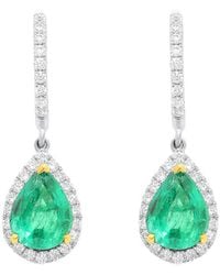 Diana M. Jewels - Fine Jewelry 18k 3.58 Ct. Tw. Diamond & Emerald Earrings - Lyst