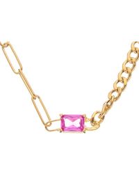 Meshmerise - 18k Over Silver 1.50 Ct. Tw. Gemstone Birthstone Paperclip & Curb Chain Necklace - Lyst