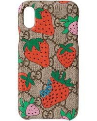 Gucci - Gg Supreme Strawberry Iphone X/Xs Case Cover - Lyst