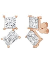 Diana M. Jewels - Diana M. 14K Rose 3.00 Ct. Tw. Lab-Grown Diamond Two-Stone Earrings - Lyst