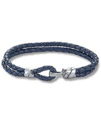Samuel B. Silver Leather Loop Bracelet - Blue