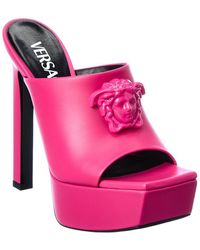 Versace La Medusa Leather Platform Sandal - Pink