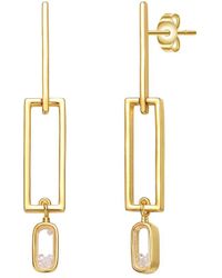 Rachel Glauber - 14k Plated Cz Dangle Earrings - Lyst