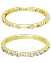 Adornia - Set Of 2 14K Plated 1/2 Eternity And Dotted Band Ring Set - Lyst