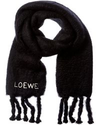 Loewe - Logo Embroidered Mohair & Wool-blend Scarf - Lyst