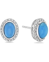 Forever Creations USA Inc. - Forever Creations 14k 1.80 Ct. Tw. Diamond & Turquoise Halo Studs - Lyst