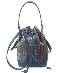 Fendi - Mon Tresor Mini Ff Velvet & Leather Bucket Bag - Lyst