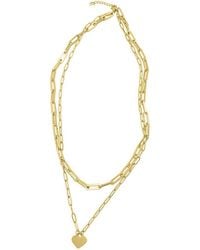 Adornia - 14k Plated Layered Heart Pendant Necklace - Lyst
