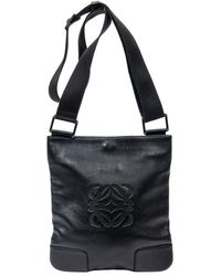 Loewe - Black Calfskin Leather Anagram Flat Crossbody (authentic Pre-loved) - Lyst