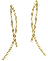 Rachel Glauber - 14k Plated Cz Dangle Earrings - Lyst