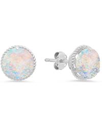 MAX + STONE - Max + Stone 14k 1.30 Ct. Tw. Created Opal Halo Studs - Lyst