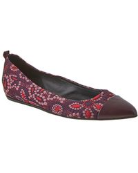 Lanvin Floral Embroidered Fabric Ballerina Flat - Purple
