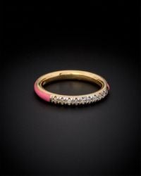 Italian Gold Over Silver - 18K Italian Vermeil 0.12 Ct. Tw. Diamond Enamel Ring - Lyst