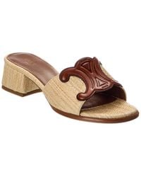 Celine - Clemence Raffia & Leather Mule - Lyst