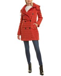 French Connection Straight Fit Short Quilted Coat - Red