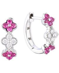 Gregg Ruth - 14K 0.67 Ct. Tw. Diamond & Ruby Clover Huggie Earring - Lyst