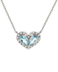 Gemstones - Silver 0.53 Ct. Tw. Diamond & Blue Topaz Heart Necklace - Lyst