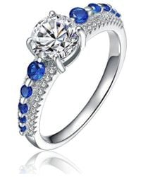 Genevive Jewelry - Silver Cz Engagement Ring - Lyst