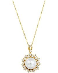 Savvy Cie - 18K Plated 13.00Mm Pearl Cz Pendant Necklace - Lyst