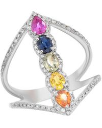Diana M. Jewels - Fine Jewelry 14k 1.47 Ct. Tw. Diamond & Sapphire Half-eternity Ring - Lyst