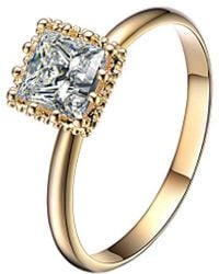 Genevive Jewelry - 14k Over Silver Cz Ring - Lyst