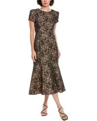 MILLY - Tahlia Rose Organza Embroidered Midi Dress - Lyst