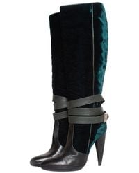 Versace - Sheep Leather Velvet Strap Boot (authentic Pre-loved) - Lyst