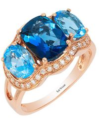 Le Vian - Le Vian 14k Rose Gold 4.07 Ct. Tw. Diamond & Blue Topaz Ring - Lyst