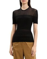 Theory - Sheer Stripe Sweater - Lyst