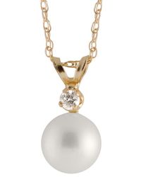 Splendid - 14k 0.10 Ct. Tw. Diamond & 8-8.5mm Akoya Pearl Necklace - Lyst