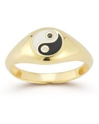 Sphera Milano - 14k Over Silver Cz Ying Yang Signet Ring - Lyst