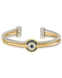 Juvell - 18K Two-Tone Plated Cz Twisted Cable Bangle Bracelet - Lyst