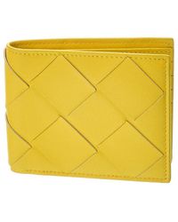 Bottega Veneta Maxi Intrecciato Leather Bifold Wallet - Yellow