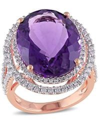 Diamond Select Cuts - 14k Rose Gold 20.28 Ct. Tw. Diamond & Amethyst Ring - Lyst