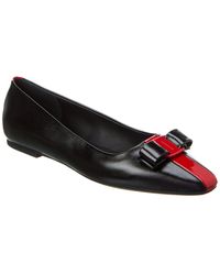 Ferragamo - Siwar Bow Leather Ballet Flat - Lyst