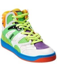 Gucci - Basket Faux-leather And Mesh High-top Trainers - Lyst