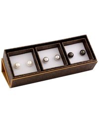 Splendid - Set Of 3 Silver Plated Freshwater Pearl 9-9.5mm Studs - Lyst