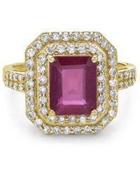 Forever Creations USA Inc. - Forever Creations 14k 3.69 Ct. Tw. Diamond & Ruby Double Halo Ring - Lyst