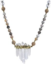 Eye Candy LA - Gemstone Agate & Clear Quartz Handmade Knotted Necklace - Lyst