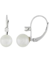 Splendid - 14k 0.1 Ct. Tw. Diamond 7-8mm Pearl Earrings - Lyst