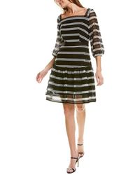PEARL BY LELA ROSE Striped Lace Mini Dress - Black