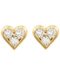 Suzy Levian - 14k 0.30 Ct. Tw. Diamond Heart Studs - Lyst