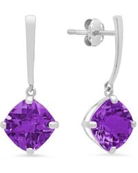 MaxColor - 14k 3.20 Ct. Tw. Amethyst Drop Earrings - Lyst