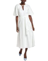 Reiss - Alice Linen-Blend Puff Sleeve Dress - Lyst