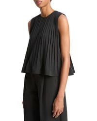 Vince - Pleated A-Line Crewneck Top - Lyst