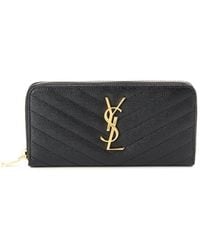 Saint Laurent - Monogram Matelasse Leather Zip Around Wallet - Lyst